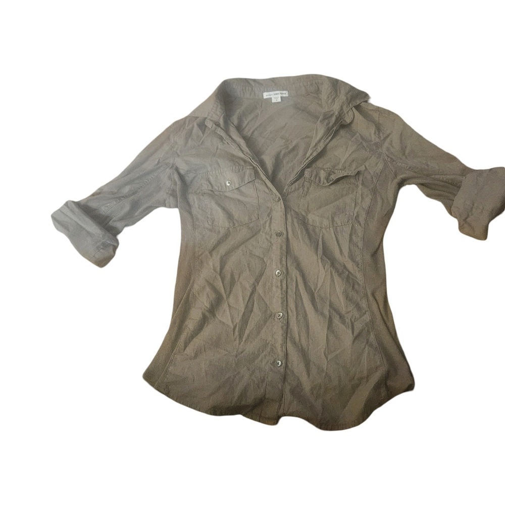 Standard James Perse Womens Olive Utility Roll Tab Button Down Shirt Size 3